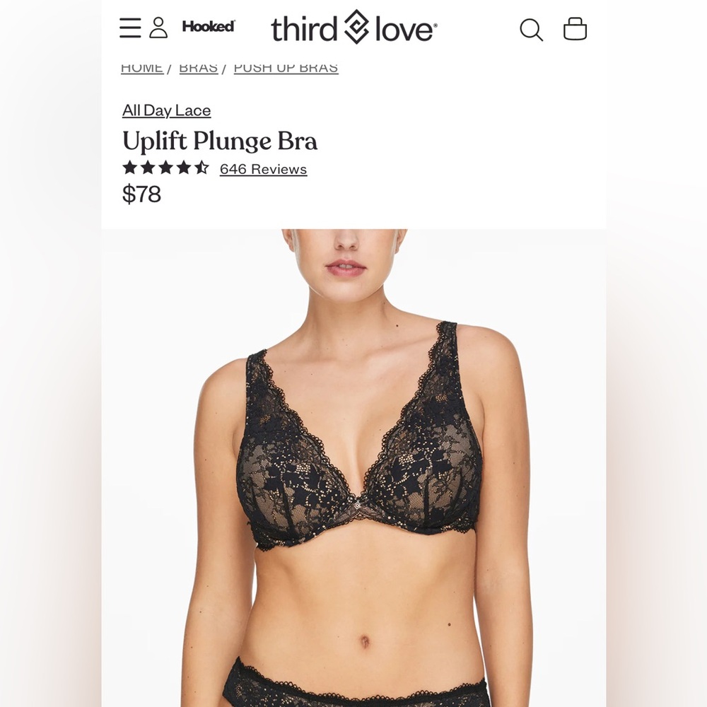 Third Love Plunge Lace Bra in Black